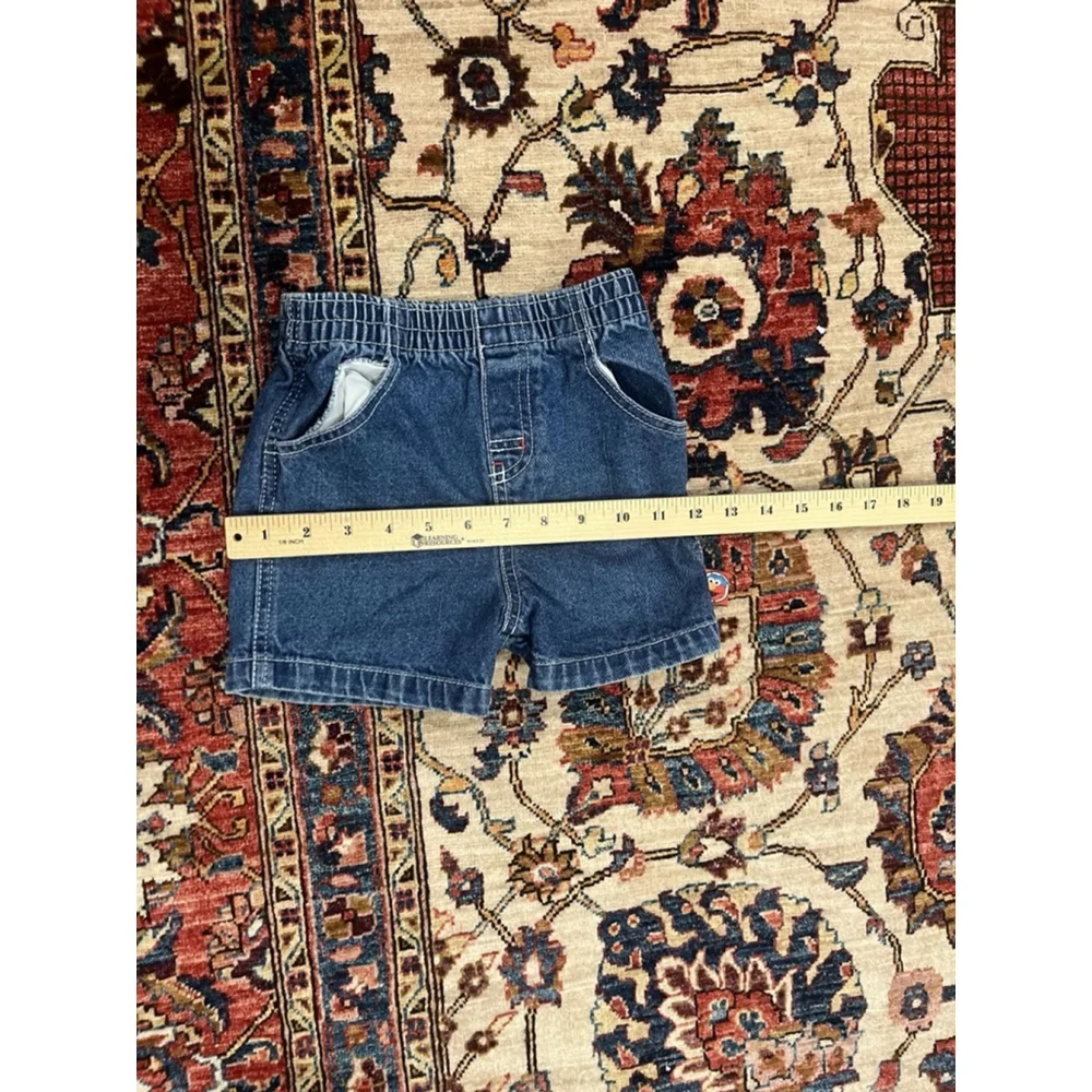Vintage Sesame Street Pull On Elastic Denim Shorts w Elmo Tab Size 24 Months